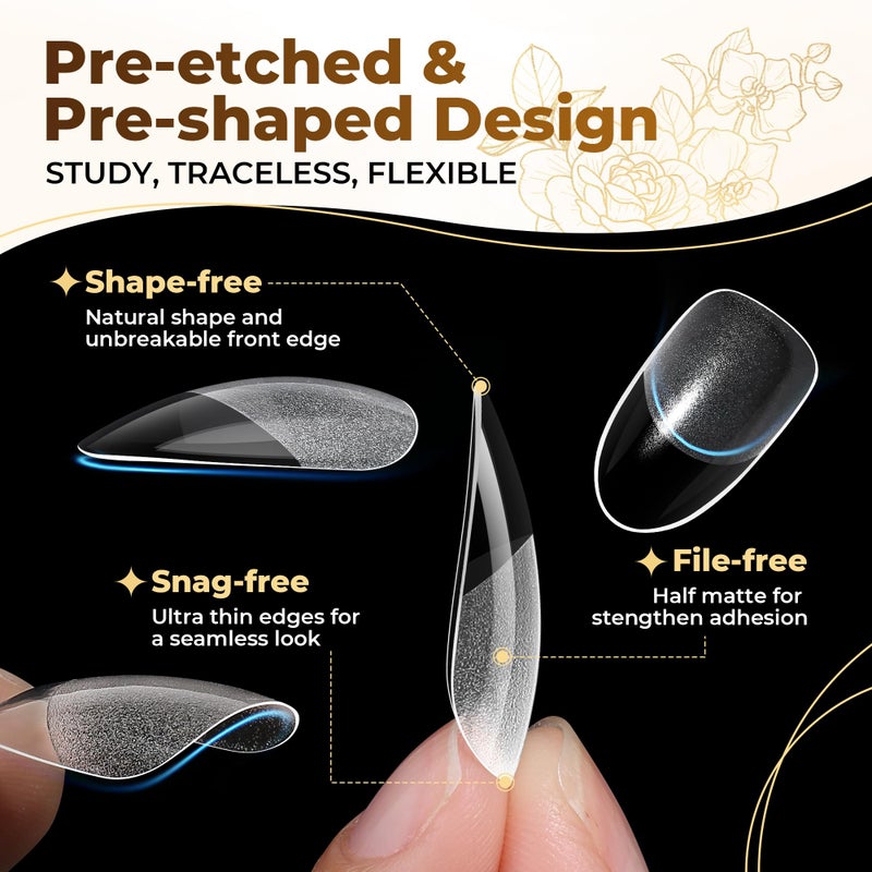 UNA GELLA Oval Fake Nails Pre-shape 504pcs Almond Gel Nail Tips Round Almond Press on Nails for Full Cover Acrylic Round Oval Full Nails False Nails 12 Sizes False Soft Gel Tips - Image 3