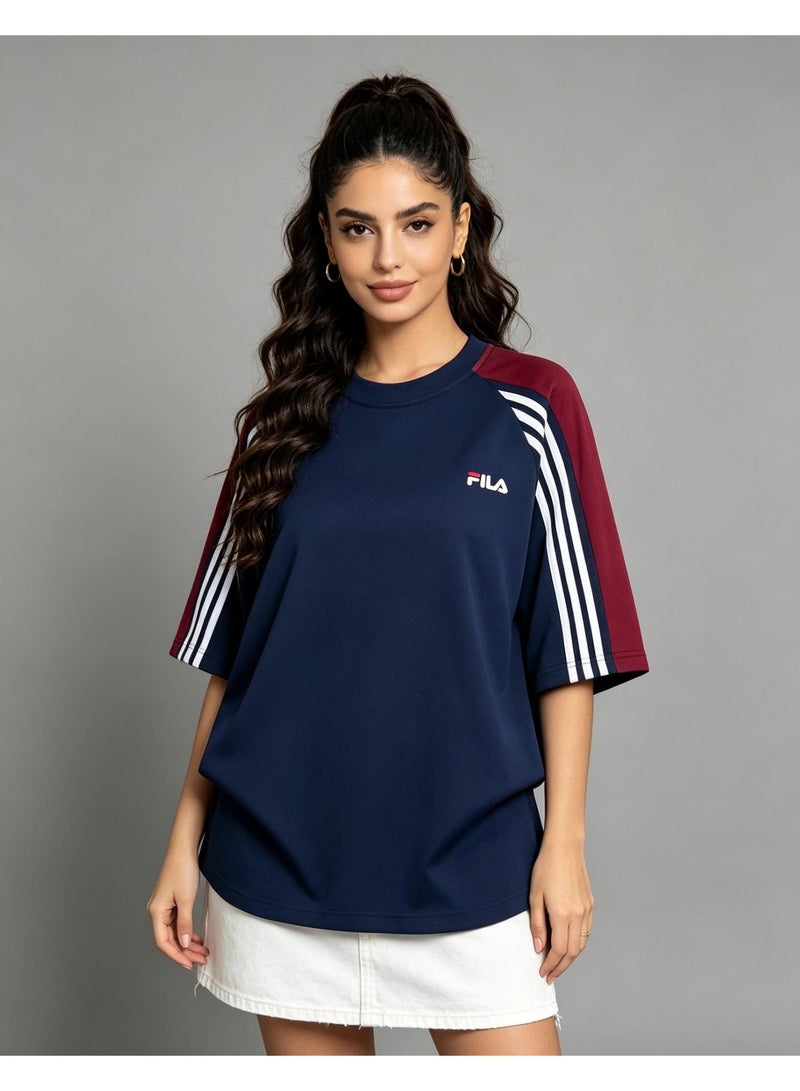 FILA Contrasting Semi-Zipped Polo Shirt for Men and Women Summer Loose Shoulder Short Sleeve Retro Lapel T-shirt - Image 2