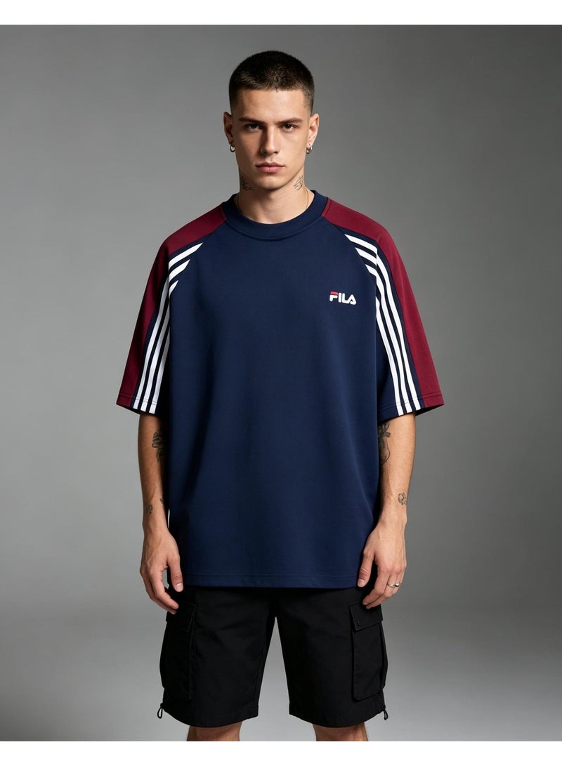 FILA Contrasting Semi-Zipped Polo Shirt for Men and Women Summer Loose Shoulder Short Sleeve Retro Lapel T-shirt - Image 4
