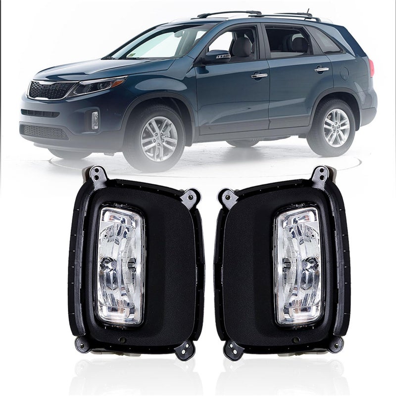 WFLNHB Fog Lights Replacement for Kia Sorento 2014 2015 Clear Lens with Bulbs Bezel Front Driving Fog Light Left Right Side