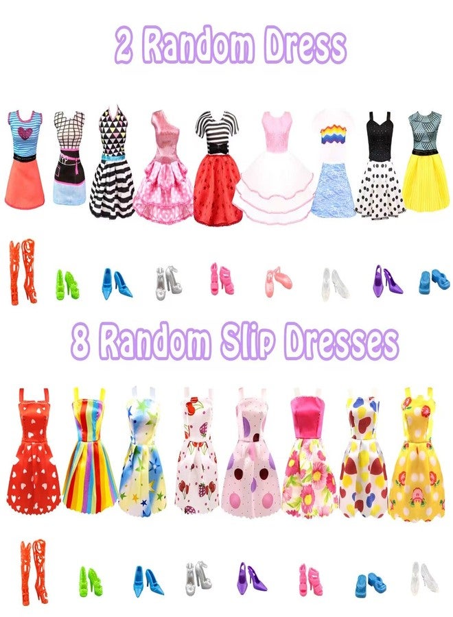 VLUSSO 75Pcs Doll Clothes and Accessories Fashion Design kit for 11.5 Inch Doll Dress Up Including 2 Wedding Gown Dresses 1 Fashion Dress 2 Party Dress 8 Mini Dresses 3 Tops and Pants 10 Shoes 6 Necklaces - Image 4