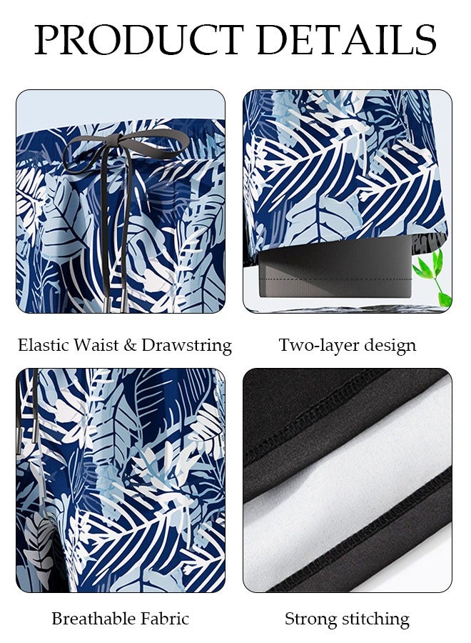DUNISO Men's Swimming Trunks with Compression Liner, Double Layer Quick Dry Beach Shorts with Adjustable Belt Loose Breath Swim Shorts Swimwear Bathing Suits for Beach and Swimming - Image 4