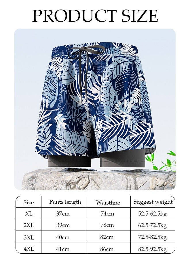 DUNISO Men's Swimming Trunks with Compression Liner, Double Layer Quick Dry Beach Shorts with Adjustable Belt Loose Breath Swim Shorts Swimwear Bathing Suits for Beach and Swimming - Image 2
