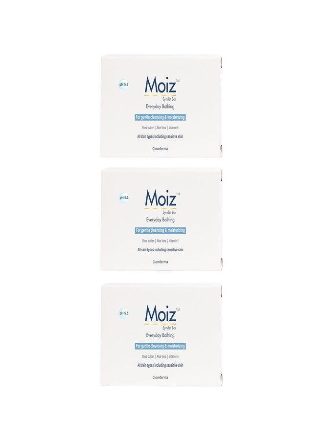 Moiz Syndet Bar Pack Of 3 for Everyday Bathing, For Gentle & Moisturizing Enriched With Shea Butter, Aloe Vera, Vitamin E For All Skin Types Including Sensitive Skin - Image 4