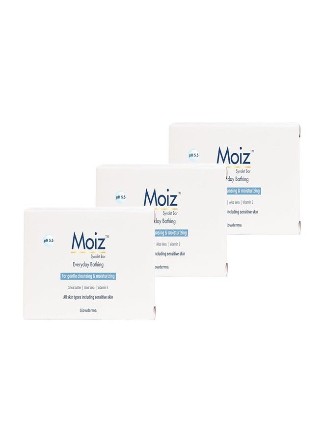 Moiz Syndet Bar Pack Of 3 for Everyday Bathing, For Gentle & Moisturizing Enriched With Shea Butter, Aloe Vera, Vitamin E For All Skin Types Including Sensitive Skin - Image 3