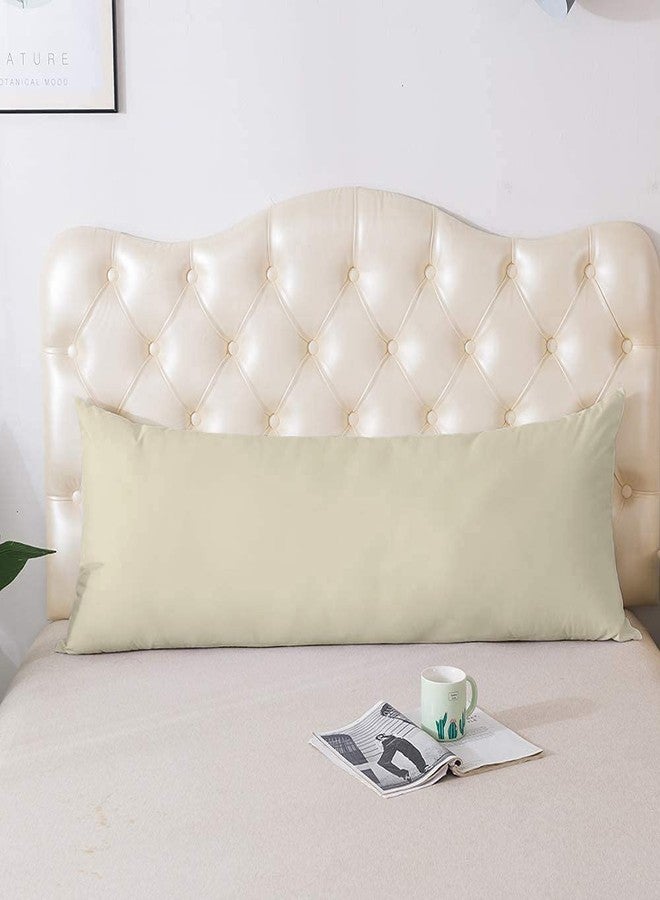 Cotton Delight غطاء وسادة جسم قطن ديلوكس 20 x 60 بسحاب 100% قطن مزيج ممتاز 1 قطعة كريمي - Image 1