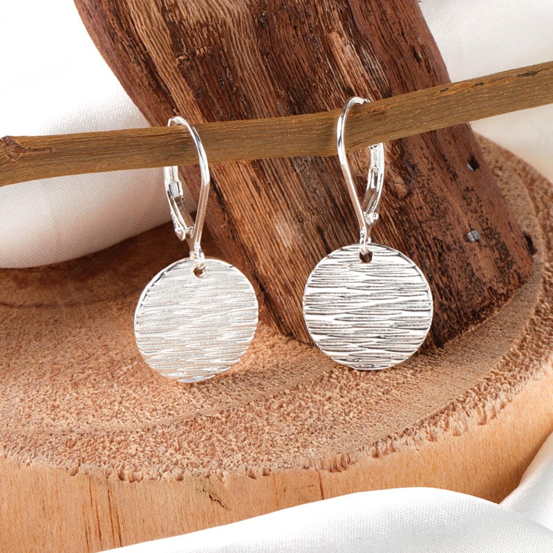 Lancharmed Sterling Silver Earrings for Women Trendy Silver Disc Dangle Drop Earrings Hypoallergenic Circle Coin Hammered Leverback Earring Jewelry for Gifts - Image 4