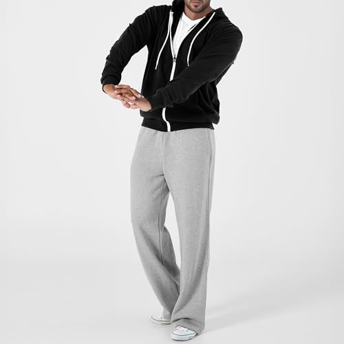 Ohoo Men's Zip Up Hoodie Lightweight Slim Fit Sweatshirt Full Zip Hooded Jacket / DCF002-BLACK-2XL - Image 4