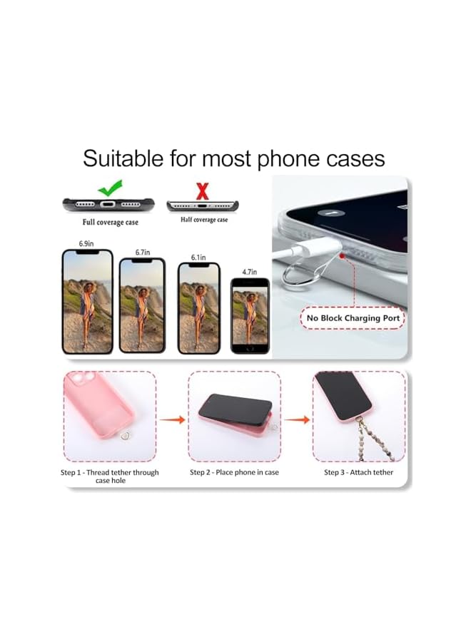 Green Tiger Phone Charm with Beaded Marble, Cell Phone Lanyard with Tether Tab, Phone Chain Strap, Hands-Free Wrist Strap, Phone Strap for Women Compatible with iPhone 16 Pro Max/ 15 Pro Max - Image 2