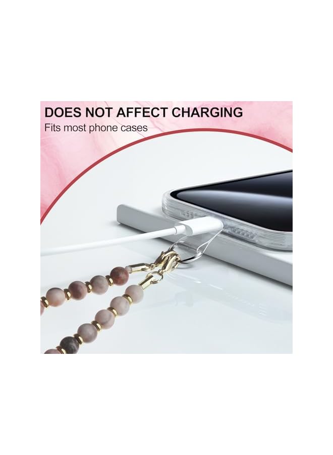 Green Tiger Phone Charm with Beaded Marble, Cell Phone Lanyard with Tether Tab, Phone Chain Strap, Hands-Free Wrist Strap, Phone Strap for Women Compatible with iPhone 16 Pro Max/ 15 Pro Max - Image 3