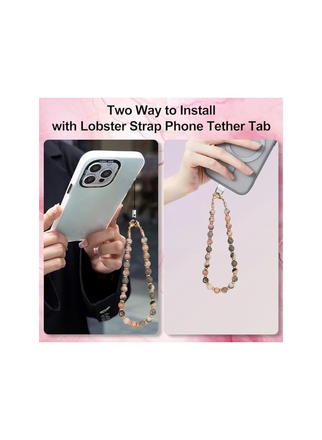 Green Tiger Phone Charm with Beaded Marble, Cell Phone Lanyard with Tether Tab, Phone Chain Strap, Hands-Free Wrist Strap, Phone Strap for Women Compatible with iPhone 16 Pro Max/ 15 Pro Max - Image 4