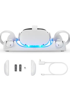 KASTWAVE Charging Dock for Oculus Quest 2 / Meta Quest 2 with LED Light, Magnetic Charging Station for VR Headset and Touch Controllers, with 2 Rechargeable Batteries/Type-C Charger Cable  - Image 1