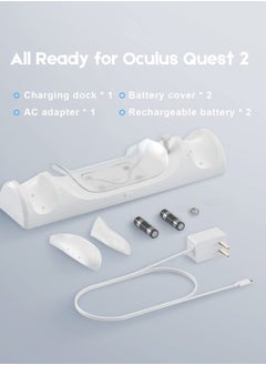 KASTWAVE Charging Dock for Oculus Quest 2 / Meta Quest 2 with LED Light, Magnetic Charging Station for VR Headset and Touch Controllers, with 2 Rechargeable Batteries/Type-C Charger Cable  - Image 4