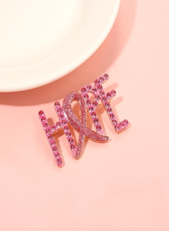 ARATLENCH Breast Cancer Awareness Brooches -Pink Glitter Rhinestone Hope Prayer Faith Believe Lapel Pins Jewelry Accessories Breast Cancer Survivor Gifts for Woman (HOPE brooch B, 1) - Image 3