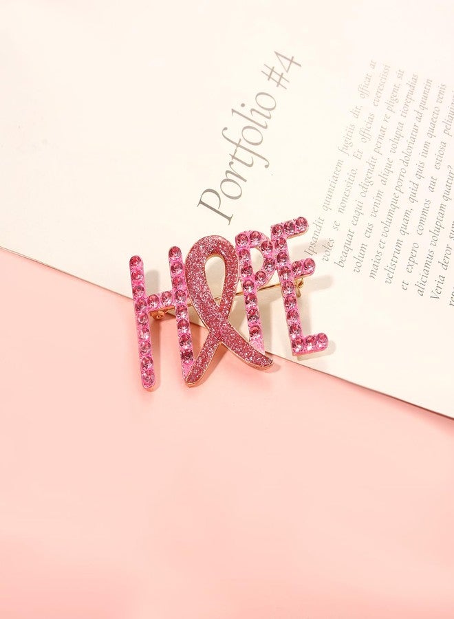 ARATLENCH Breast Cancer Awareness Brooches -Pink Glitter Rhinestone Hope Prayer Faith Believe Lapel Pins Jewelry Accessories Breast Cancer Survivor Gifts for Woman (HOPE brooch B, 1) - Image 4