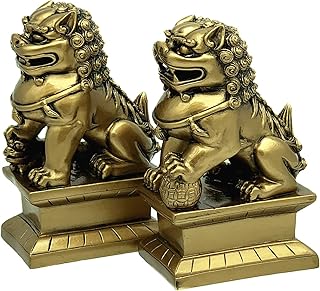 Betterdecor Feng Shui Foo Fu Dogs Imperial Guardian Lion Statues Home Office Decor to Ward Off Negative Energy(Wth Gift - Image 1