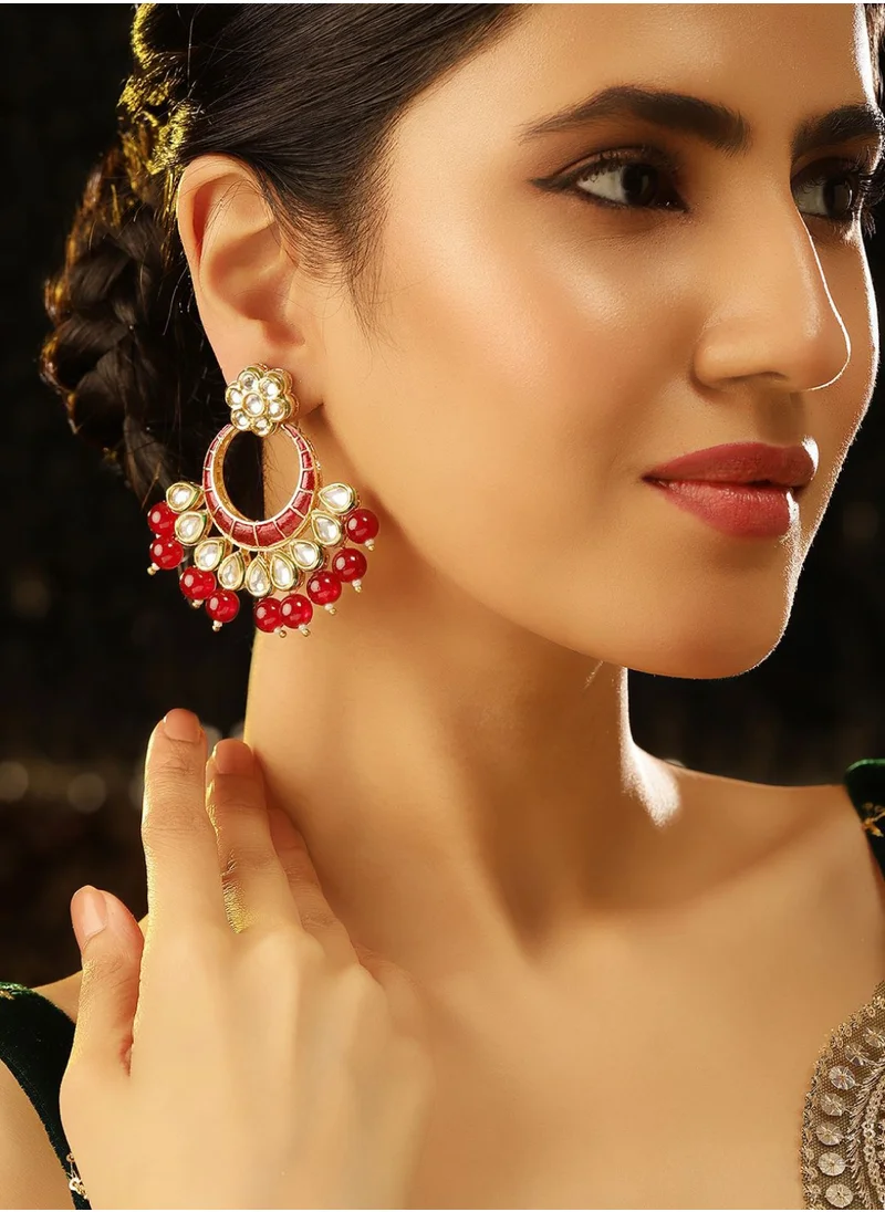 برياسي Kundan Studded Crescent Shaped Chandbalis