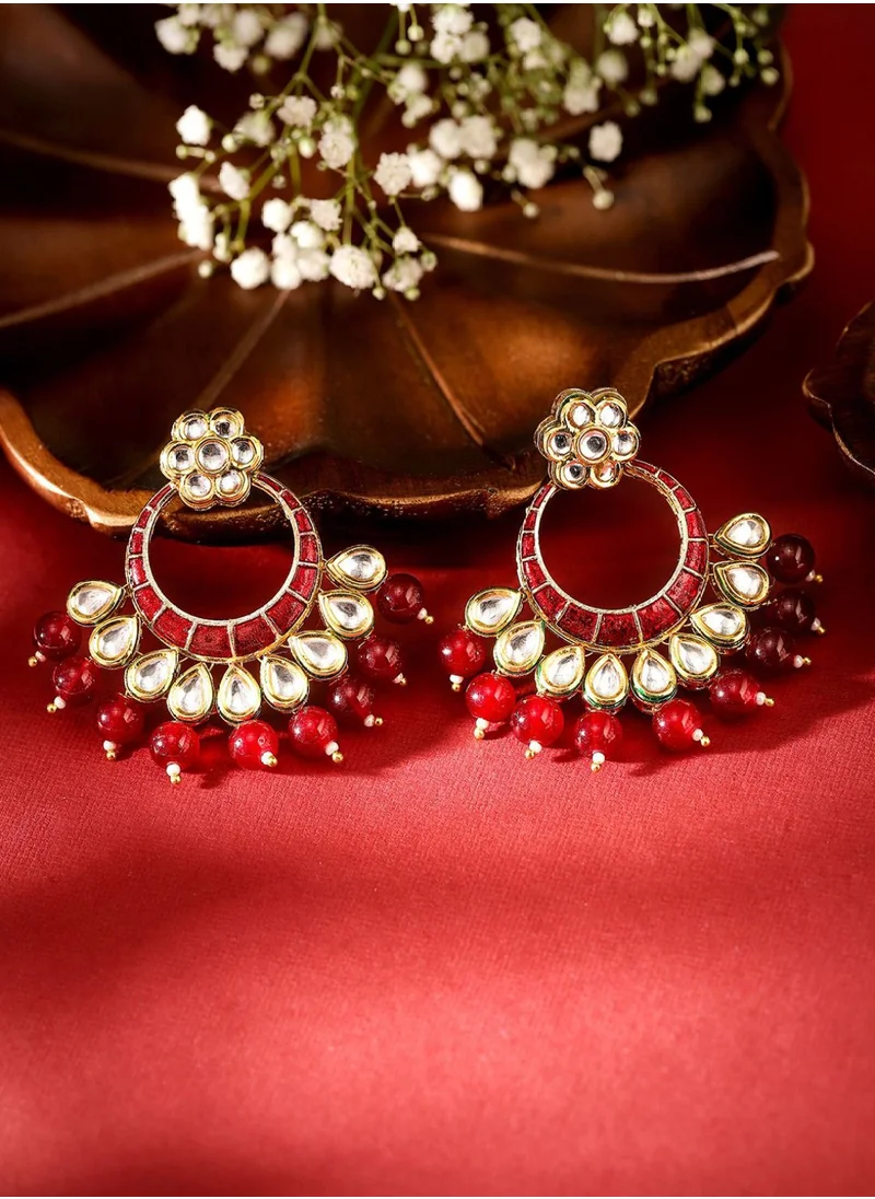 برياسي Kundan Studded Crescent Shaped Chandbalis
