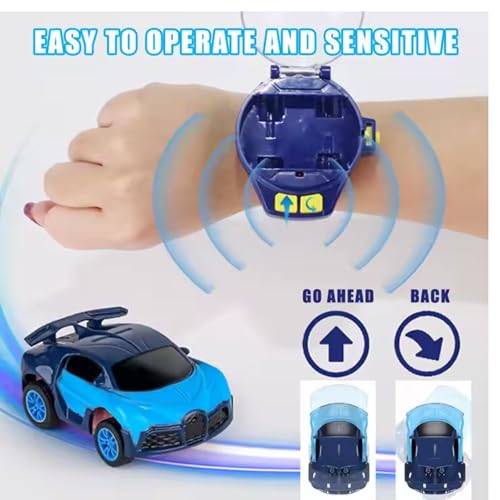 KRIMION Mini Remote Control Car Watch Toys, Rechargeable Mini Car Toy For Kids With Usb Charging Cable - 2 Function Remote In Watch, Blinking Lights In Carcute Wrist Racing Car (Style 7), Multicolor - Image 2