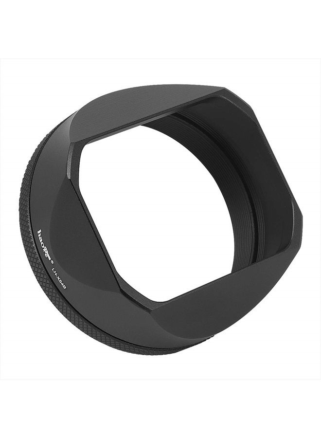 Haoge LH-X54B Square Metal Lens Hood with 49mm Adapter Ring for Fujifilm Fuji X100V Camera Black - Image 1