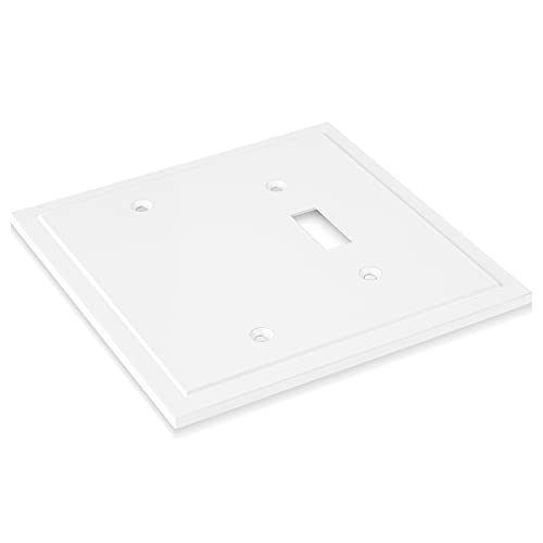 Henne Bery Modern Edge Decorative Wall Plate Switch Plate Outlet Cover, Durable Solid Zinc Alloy (Blank/Toggle, White) - Image 2