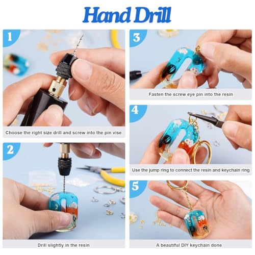 R H LIFESTYLE 12 Pcs Epoxy Resin Art Tool Kit with Measuring Cup, Silicone Brush, Rotary Tool, Tweezers, Measuring Scale, Sand Paper, Deburr Handle, Hand Drill and Dropper DIY Resin Art Kit (Big) - Image 5