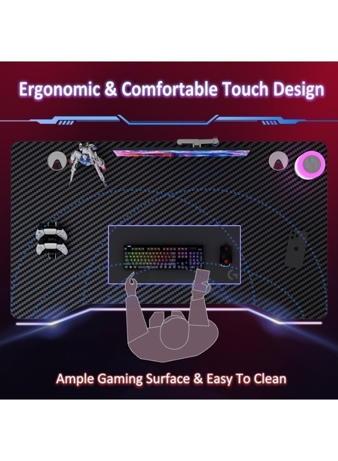 SHEIDLIN Ergonomic gaming desk, computer desk in two sizes, home office desk with cable management function, carbon fiber e-sports workstation suitable for small spaces - Image 2