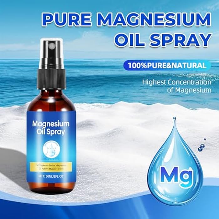 Qiaolimt Magnesium Spray, Pure Magnesium Oil Spray for Feet, Leak-Proof Portable Package, Magnesium Oil Body Care Natural Formula, Easy to Absorb and Soothe, 2 fl oz - Image 2