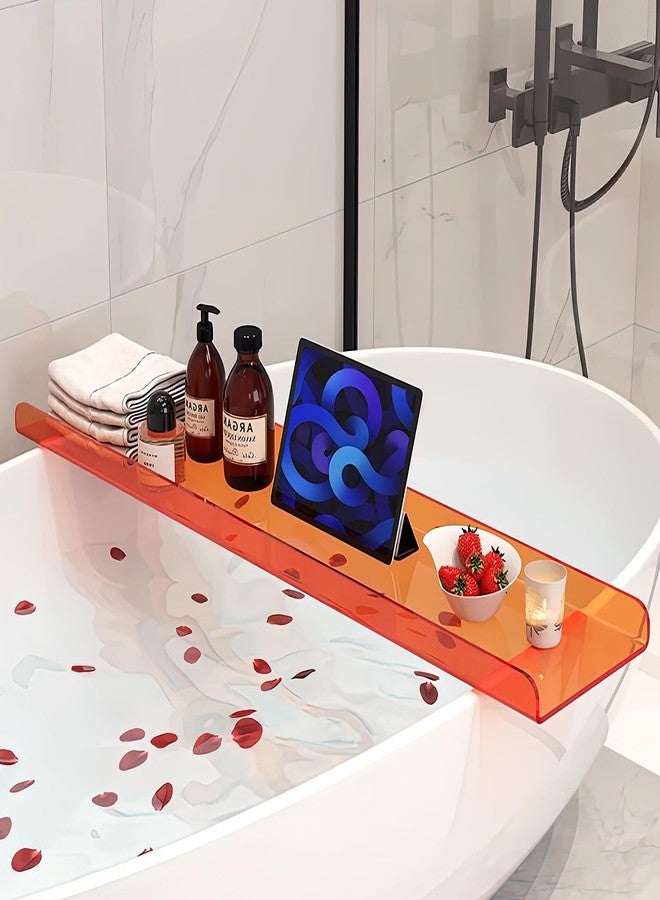 Cumeysnon Clear Acrylic Bathtub Tray Luxury Bath Tub Tray Caddy for Tub Waterproof Bathtub Shelf Organizer Bathroom Accessories Spa Relaxation Housewarming Gifts New Mom Gifts (39",Orange) - Image 1