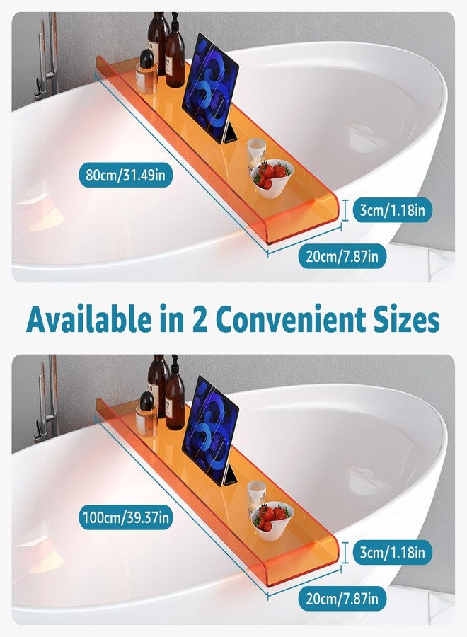 Cumeysnon Clear Acrylic Bathtub Tray Luxury Bath Tub Tray Caddy for Tub Waterproof Bathtub Shelf Organizer Bathroom Accessories Spa Relaxation Housewarming Gifts New Mom Gifts (39",Orange) - Image 4