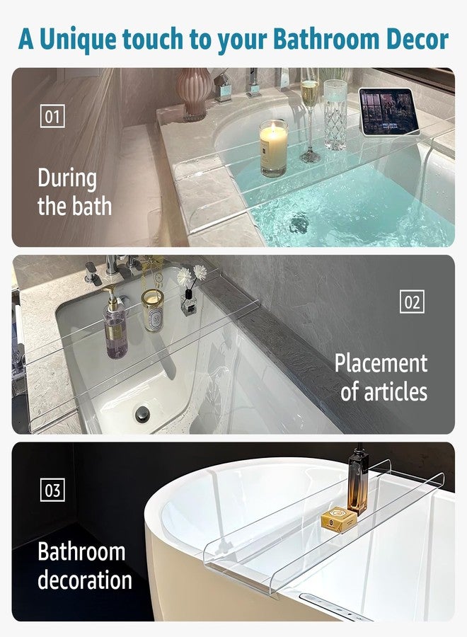Cumeysnon Clear Acrylic Bathtub Tray Luxury Bath Tub Tray Caddy for Tub Waterproof Bathtub Shelf Organizer Bathroom Accessories Spa Relaxation Housewarming Gifts New Mom Gifts (39",Orange) - Image 2