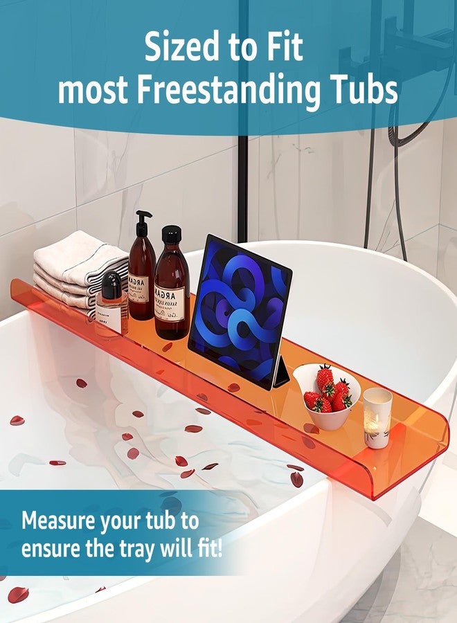 Cumeysnon Clear Acrylic Bathtub Tray Luxury Bath Tub Tray Caddy for Tub Waterproof Bathtub Shelf Organizer Bathroom Accessories Spa Relaxation Housewarming Gifts New Mom Gifts (39",Orange) - Image 3