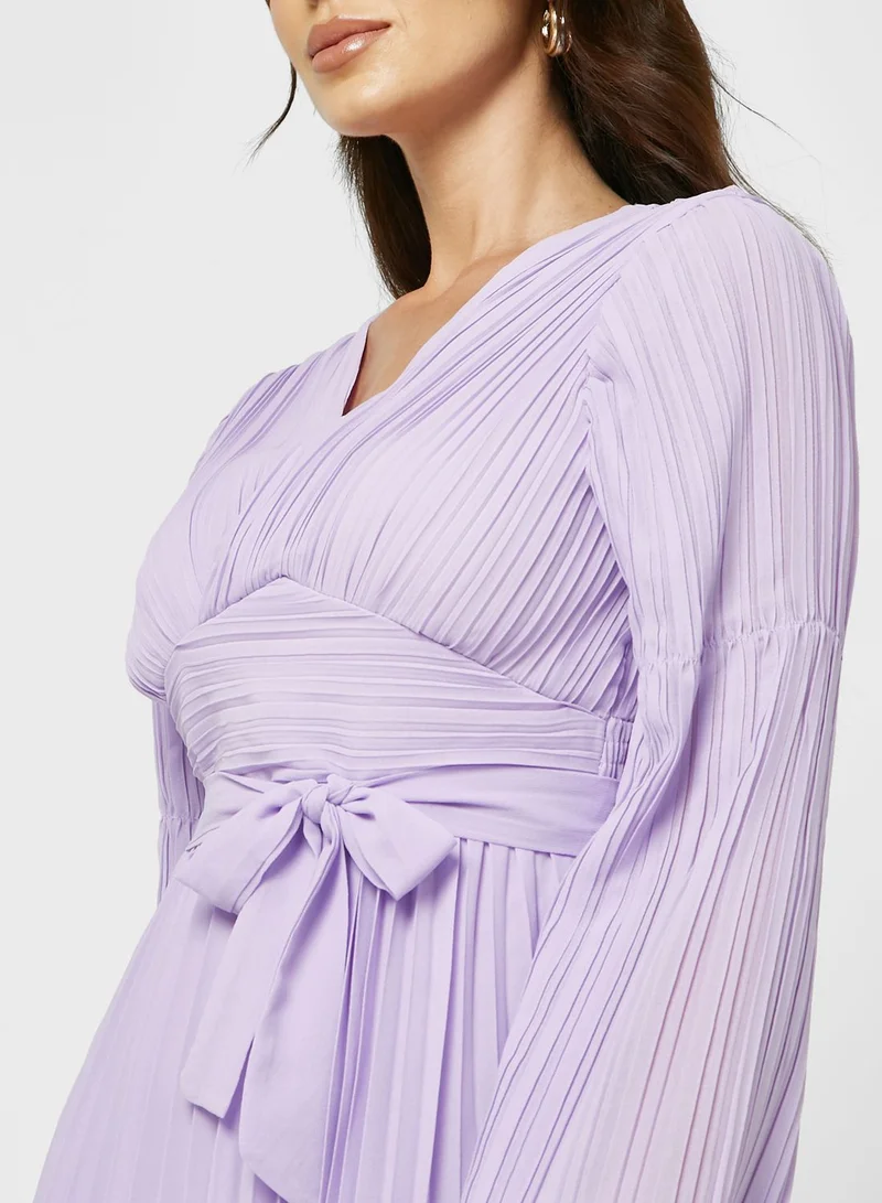 ELLA Bell Sleeve Pleated Dress