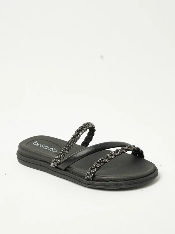 Beira Rio Beira Rio Ladies Flat Sandals Black | Made In Brazil
