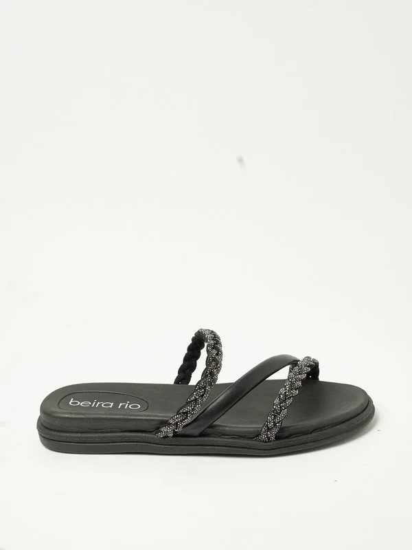 Beira Rio Beira Rio Ladies Flat Sandals Black | Made In Brazil