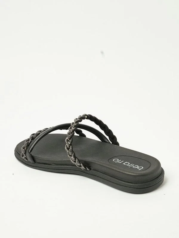 Beira Rio  Beira Rio Ladies Flat Sandals Black | Made In Brazil for Women | Best Price UAE