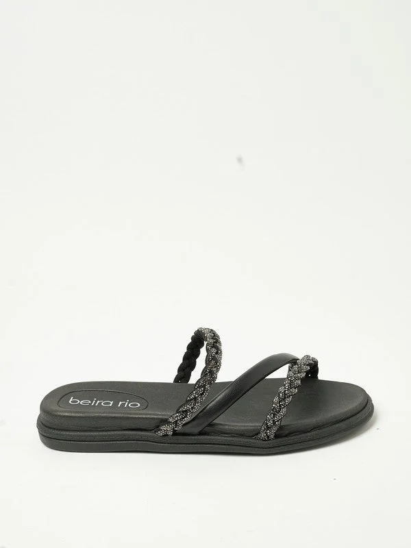 Beira Rio  Beira Rio Ladies Flat Sandals Black | Made In Brazil for Women | Best Price UAE