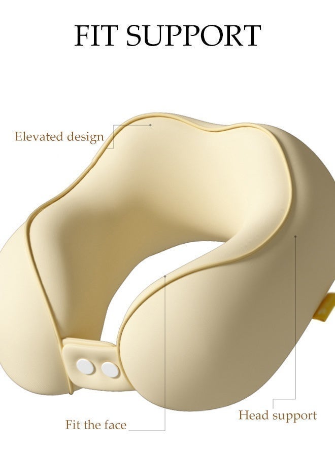 DUNISO Travel Neck Pillow Memory Foam Neck Pillow Airplane Travel Pillow Adjustable Clasp U-shaped Pillow with Storage Carry Bag Relieve Neck Pain Breathable Flight Travel Pillow Ergonomic Comfortable Neck Pillow for Sleeping on Flights Cars Office Home Use - Image 3