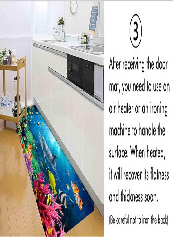 LYFANS Bath mats in Bathroom and Kitchen Sponge Foam Carpet absorbs Soft (71 x 24 inches), Flange mats in Bedside and Living Room are Non Slip and Bright 3D Printing (Dolphin Underwater World) - Image 4