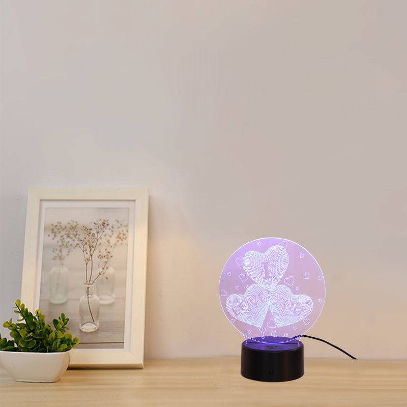 3D Lamp Visual Light Effect & Colors Changes Night Light (I LOVE YOU Heart) - Image 3