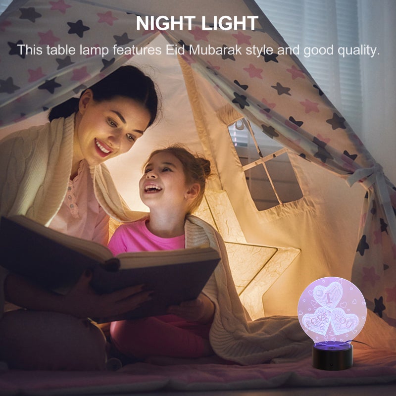 3D Lamp Visual Light Effect & Colors Changes Night Light (I LOVE YOU Heart) - Image 2