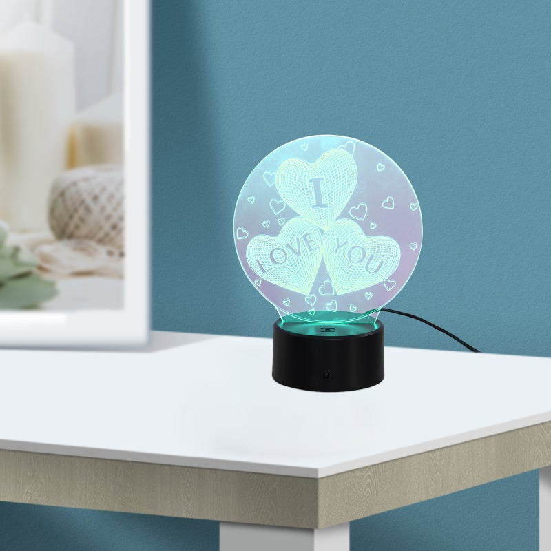 3D Lamp Visual Light Effect & Colors Changes Night Light (I LOVE YOU Heart) - Image 5
