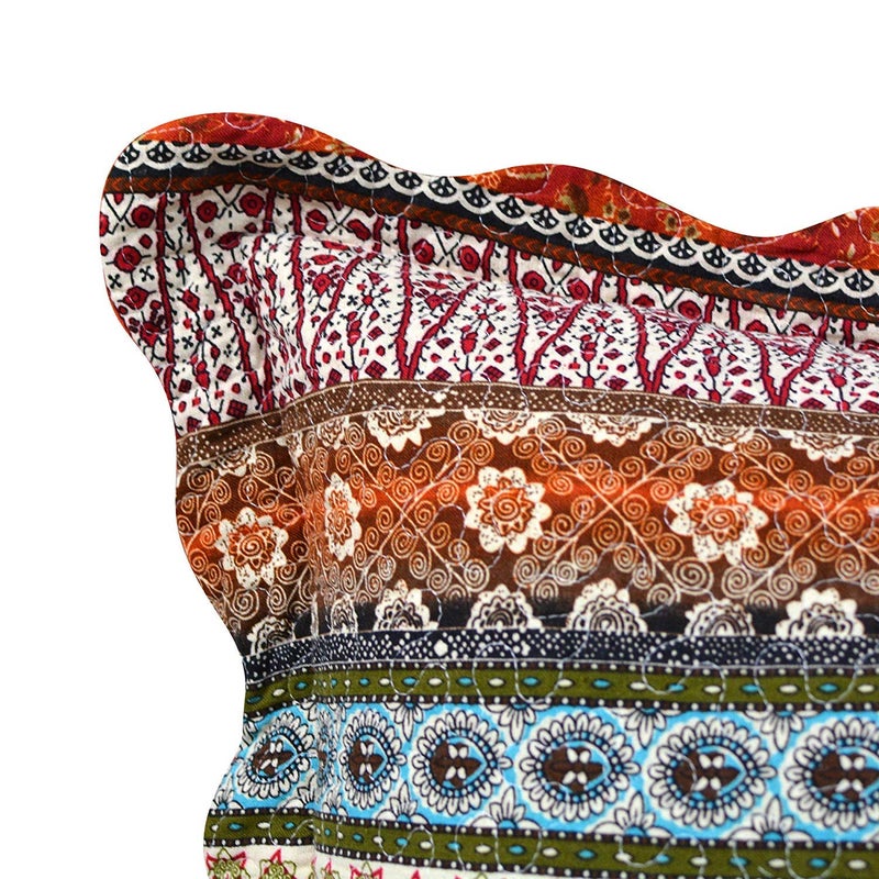 Brandream Bohemian Style Quilted Pillow Shams Set of 2 Exotic Striped Pillow Cases Standard Size - Image 2