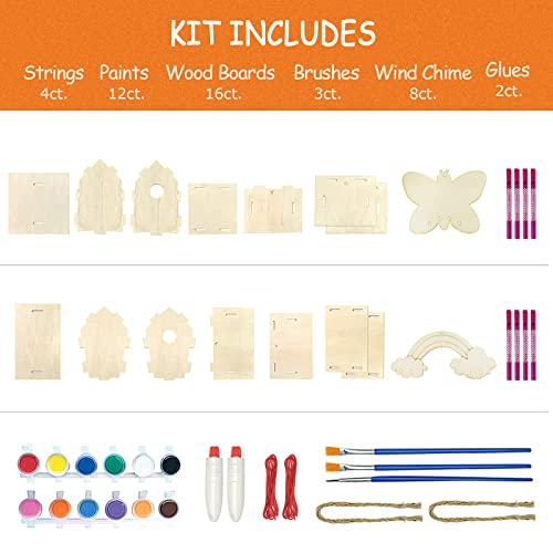 ORIENTAL CHERRY Crafts for Kids Ages 4-8 - 4 Pack DIY Bird House Wind Chime Kit - Build and Paint Birdhouses Wooden Arts Kits Easter Basket Stuffers Gifts for Girls Kids Boys Toddlers Ages 3-5 4-6 6-8 8-12 - Image 4