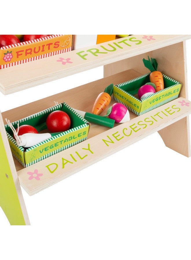 هاي! بلاي! هيا! بلاي! منصة بيع منتجات طازجة للأطفال - مجموعة لعب خشبية لمتجر بقالة مع ماكينة تسجيل المدفوعات النقدية، وبطاقة ائتمان وهمية، و31 ملحق طعام. - Image 5