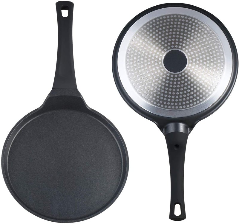 S·KITCHN Nonstick Crepe Pan, Skillet Pan for Dosa Tawa Omelette Tortillas Crispy Pancake, Griddle Pancake Pan, PFOA FREE and Induction Compatible - 10IN - Image 4