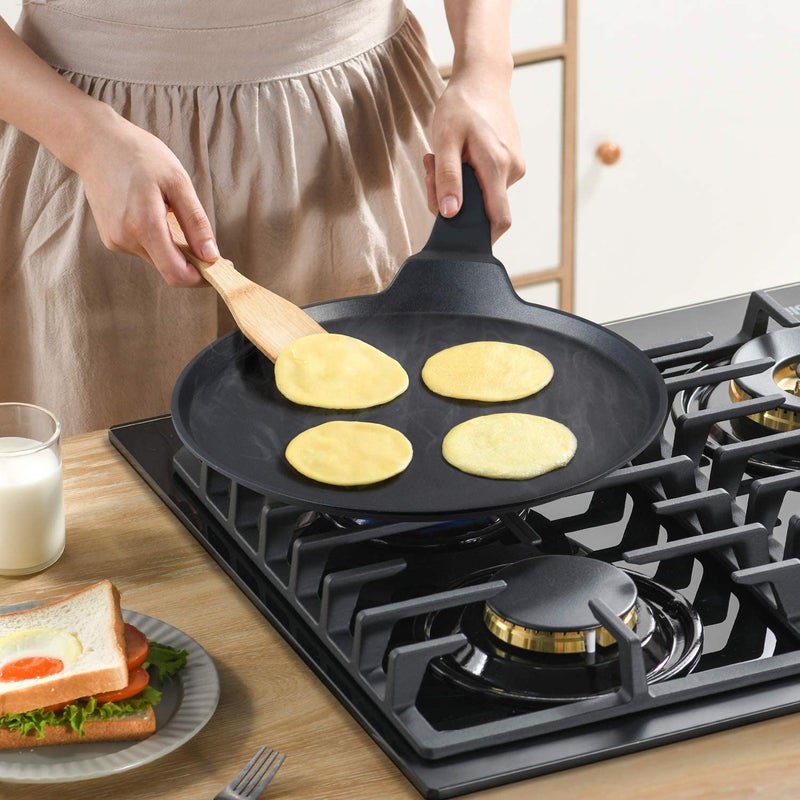 S·KITCHN Nonstick Crepe Pan, Skillet Pan for Dosa Tawa Omelette Tortillas Crispy Pancake, Griddle Pancake Pan, PFOA FREE and Induction Compatible - 10IN - Image 2