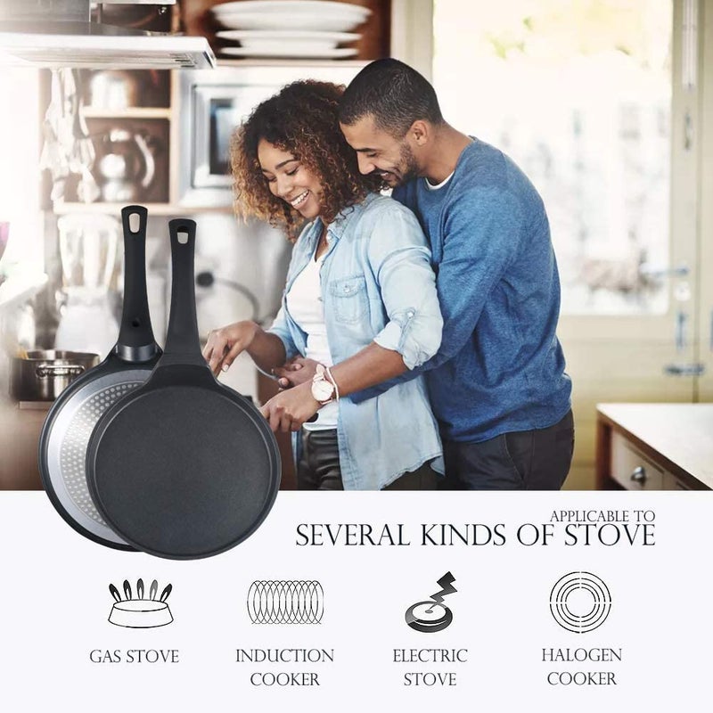 S·KITCHN Nonstick Crepe Pan, Skillet Pan for Dosa Tawa Omelette Tortillas Crispy Pancake, Griddle Pancake Pan, PFOA FREE and Induction Compatible - 10IN - Image 5
