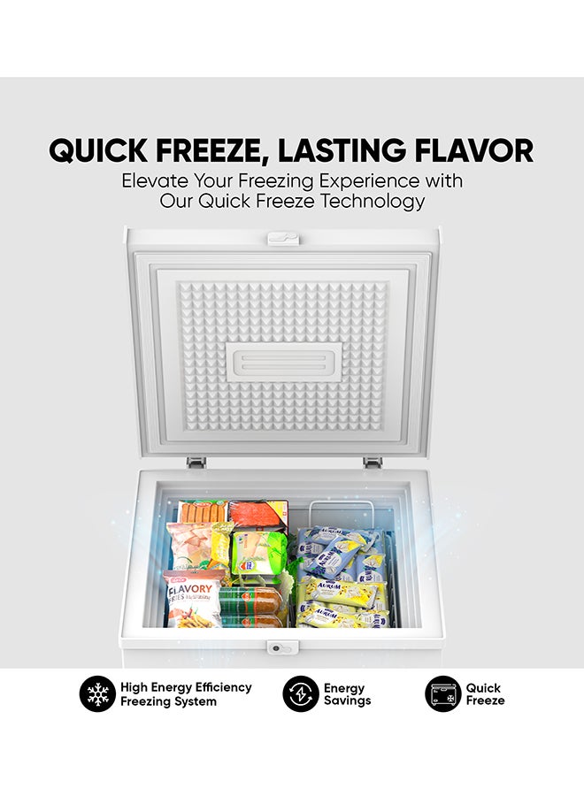 NIKAI 152L Gross/100L Net, Single Door Chest Freezer with Storage Basket, High Energy Efficiency Cooling System, Adjustable Temperature, Silent Operation, Ideal for Home & Restaurants - NCF152N24E 150 L NCF152N24E White - Image 4