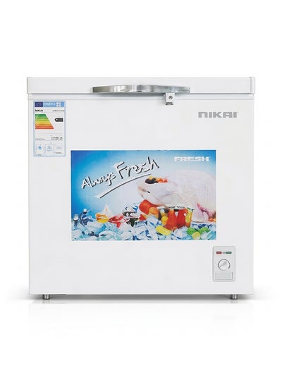 NIKAI 152L Gross/100L Net, Single Door Chest Freezer with Storage Basket, High Energy Efficiency Cooling System, Adjustable Temperature, Silent Operation, Ideal for Home & Restaurants - NCF152N24E 150 L NCF152N24E White
